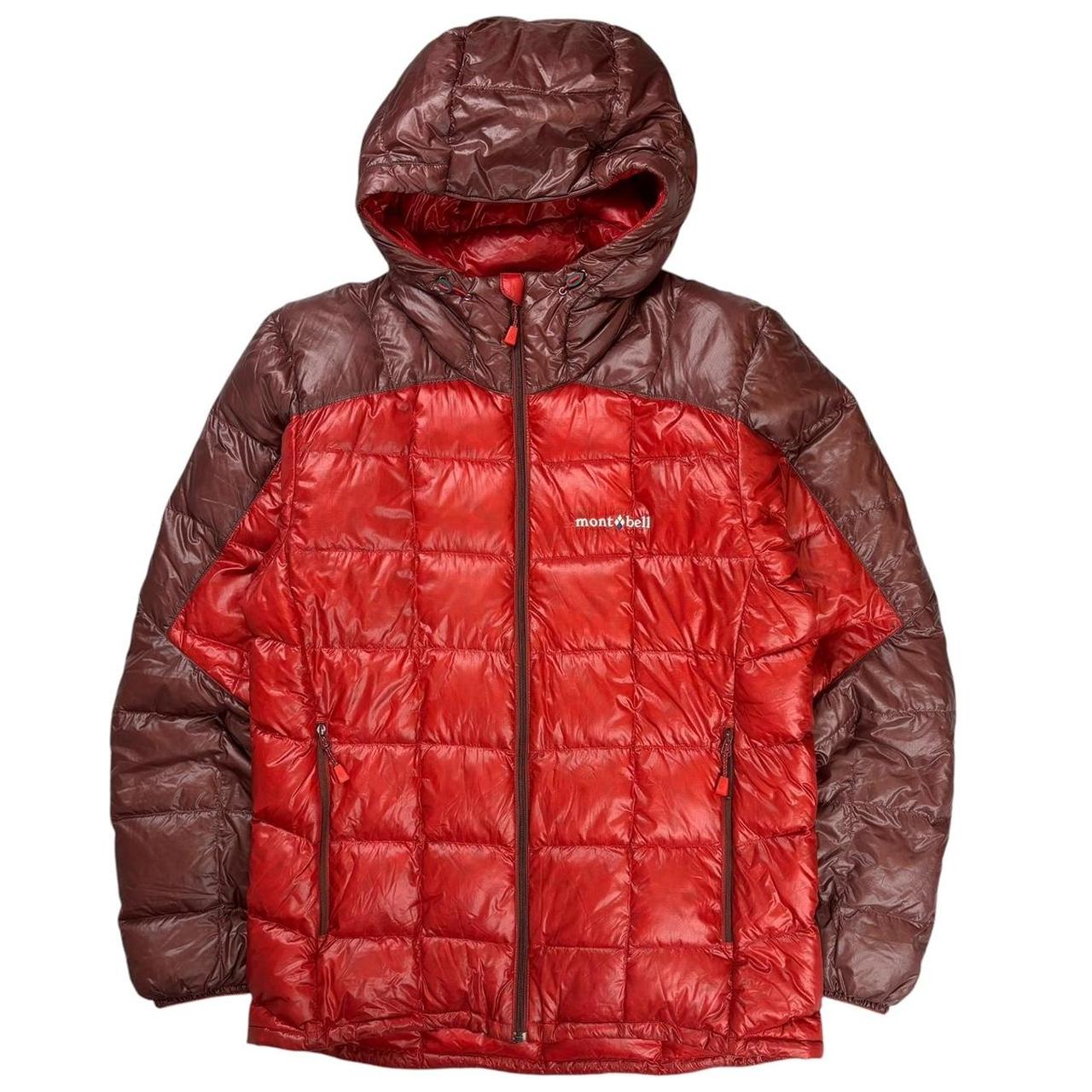 Montbell two tone red superior down puffer jacket (S)