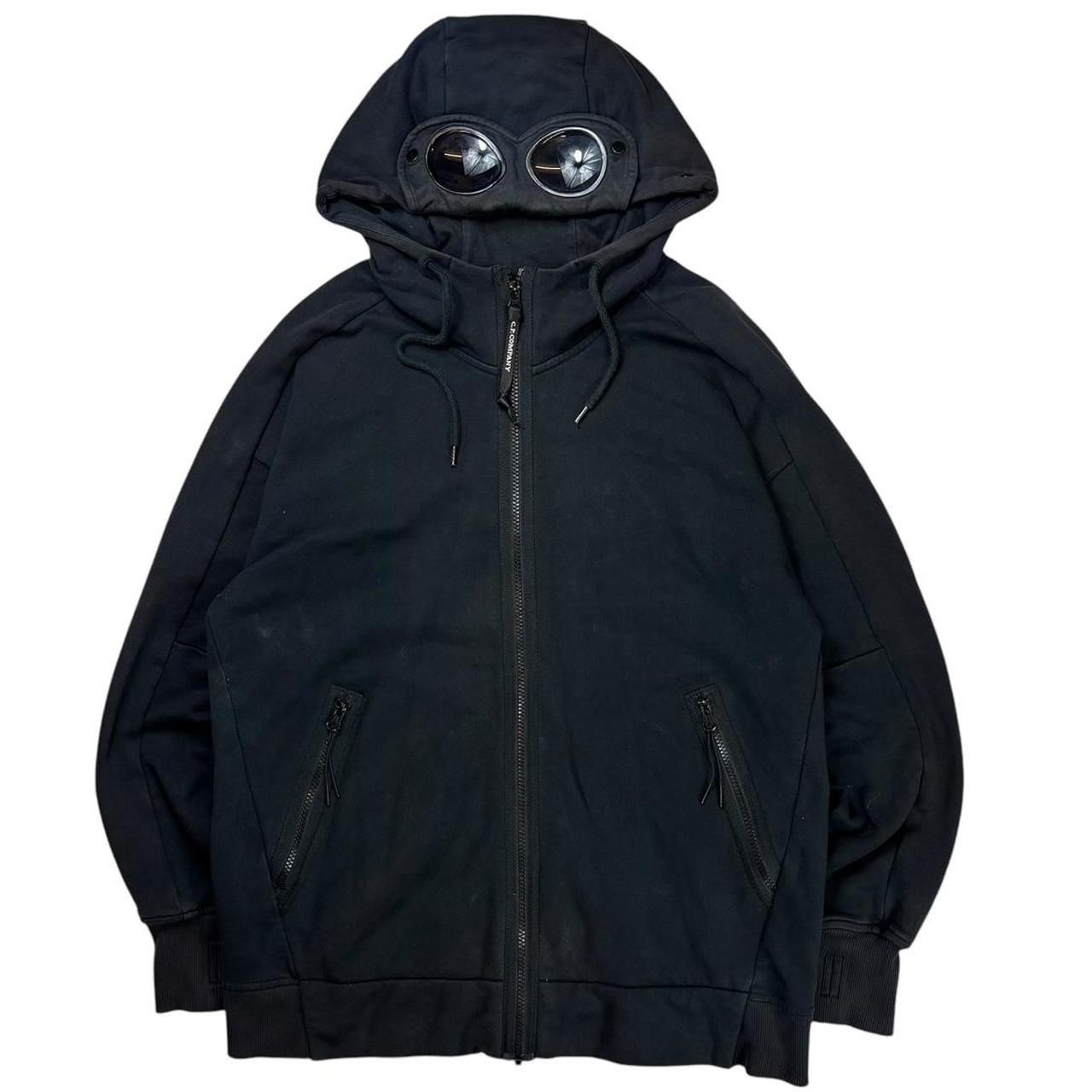 CP company black zip up goggle hoodie (L)