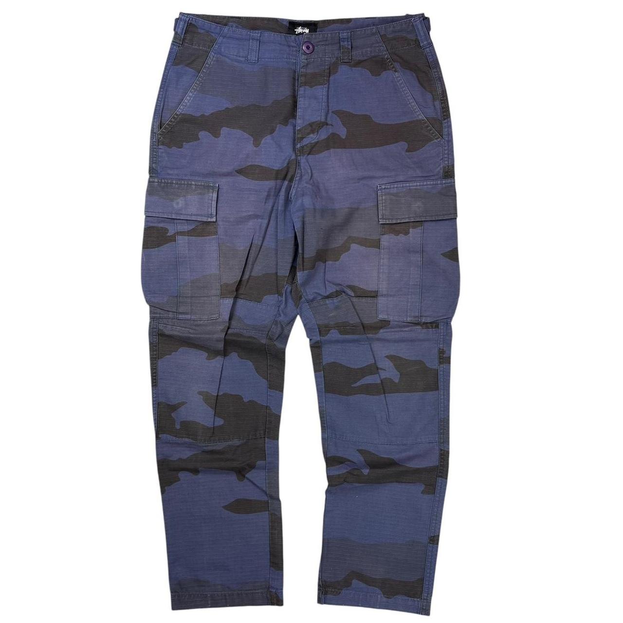 Stussy blue camo cargo trousers (W28")