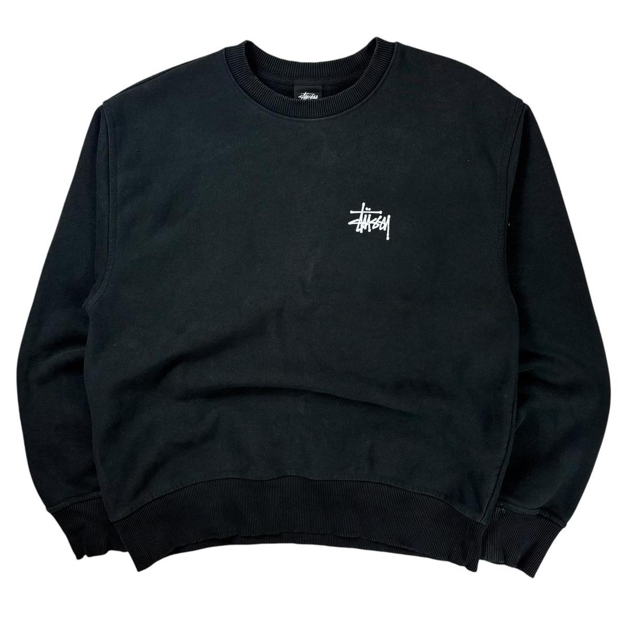 Stussy black thick spellout pullover sweatshirt (M)