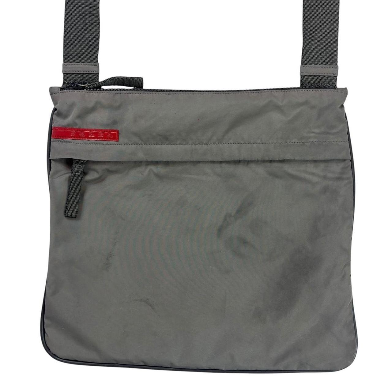 Prada sport grey red tab crossbody side bag