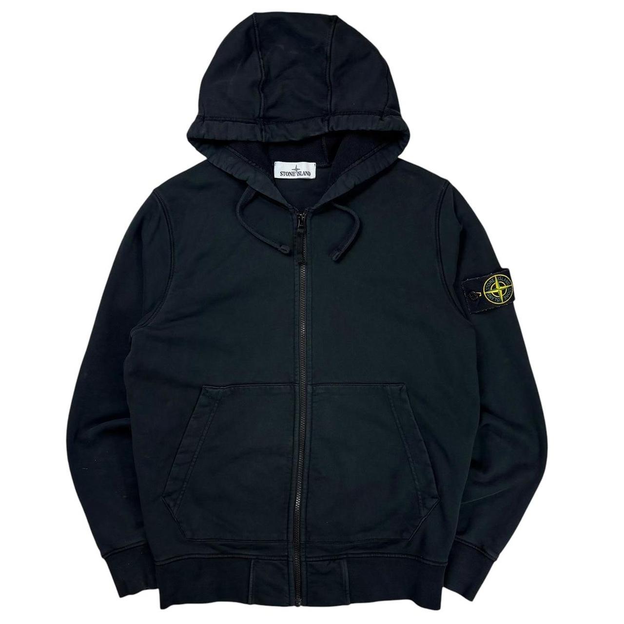 Stone island black zip up hoodie (M)