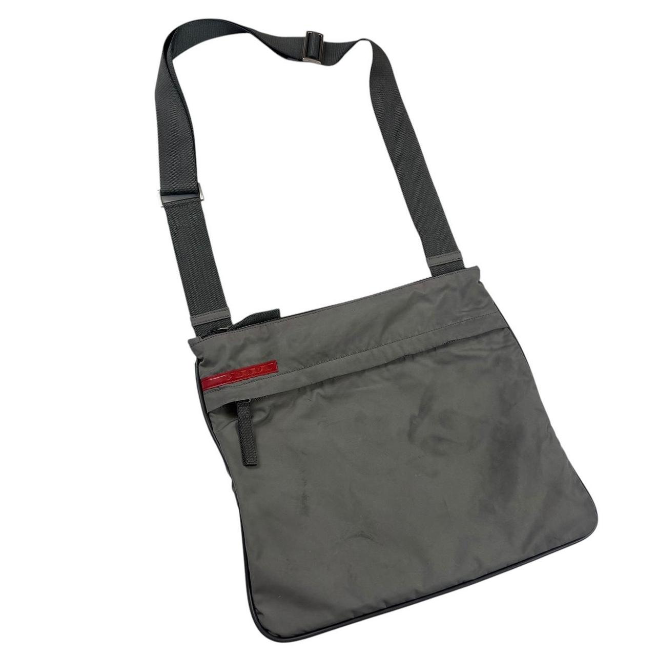 Prada sport grey red tab crossbody side bag