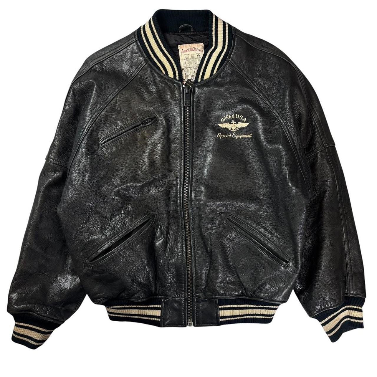 Avirex USA black leather jacket (S)