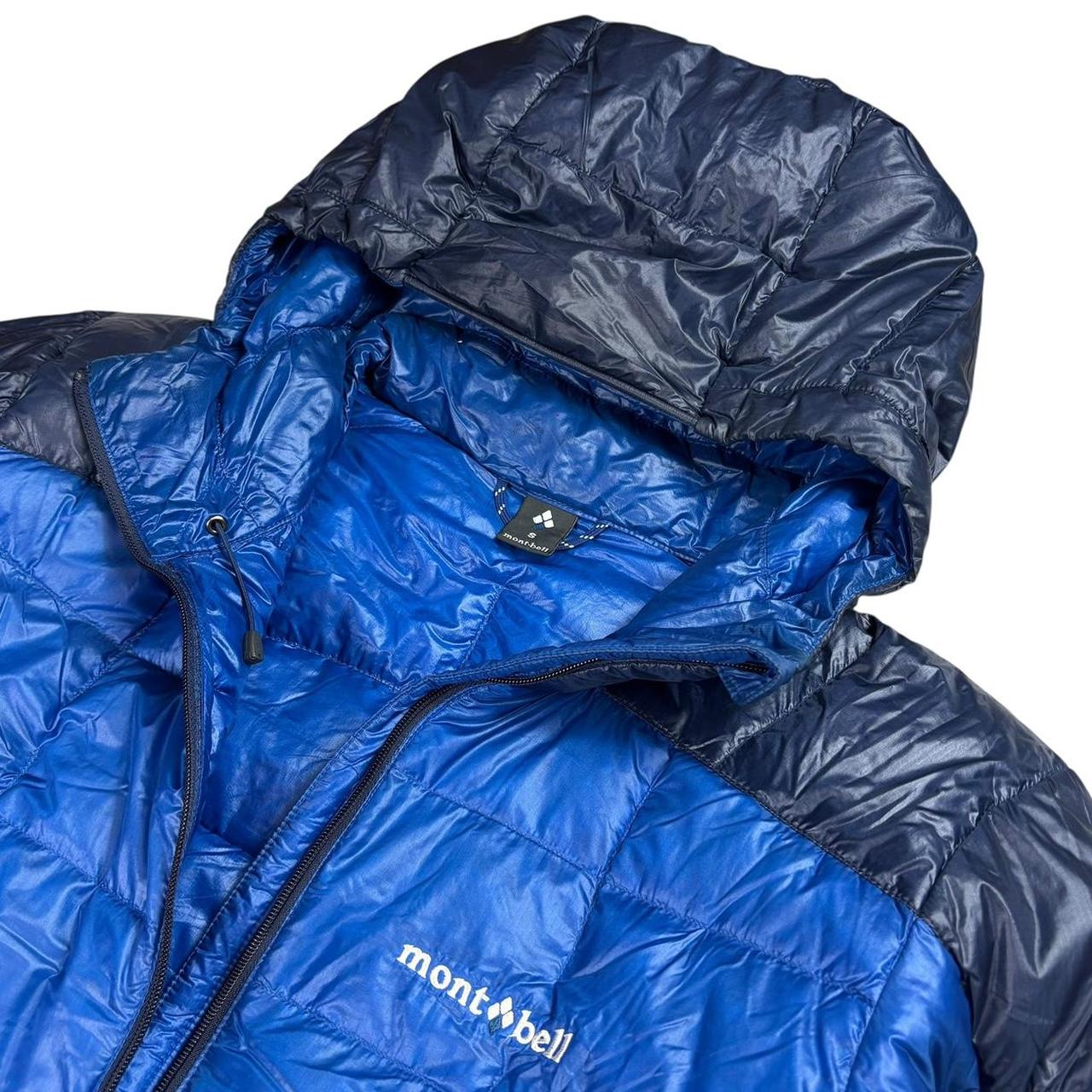 Montbell two tone blue superior square stitch down puffer jacket (S)