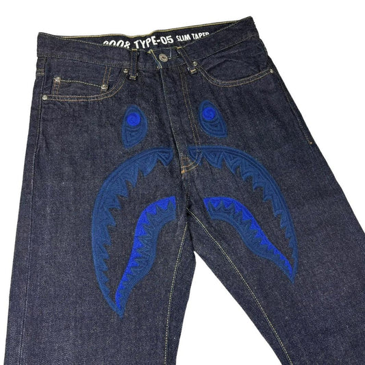 Bape embroidered shark head denim jeans (30")
