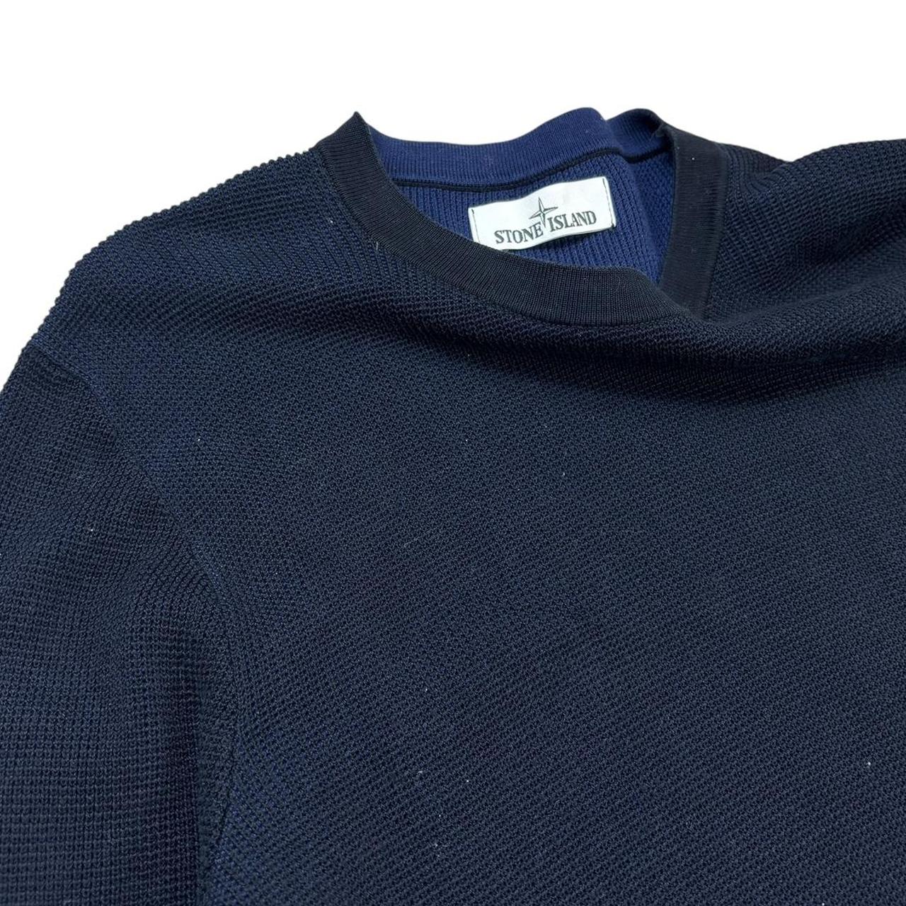 Stone island two tone blue waffle knit sweatshirt (L)