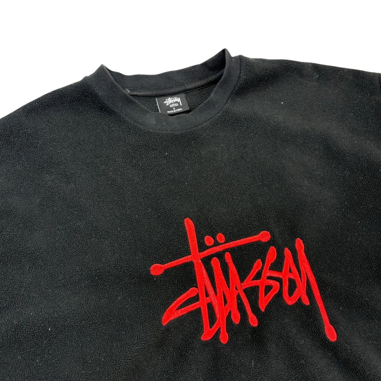Stussy embroidered spellout fleece pullover sweatshirt (S)