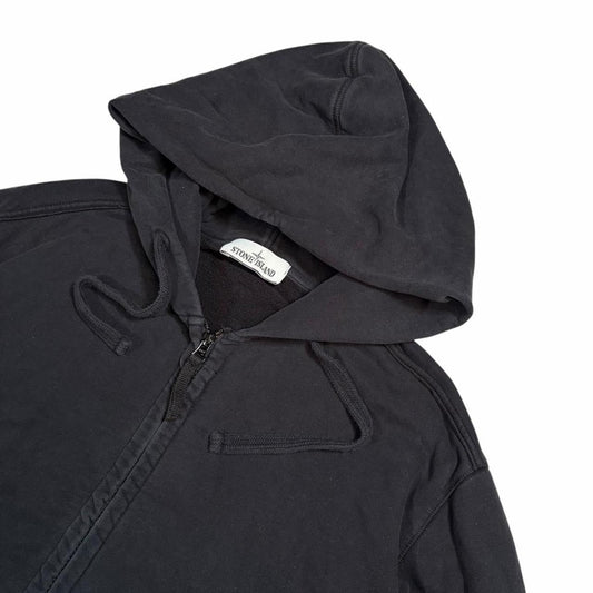 Stone island black zip up hoodie (XXXL)