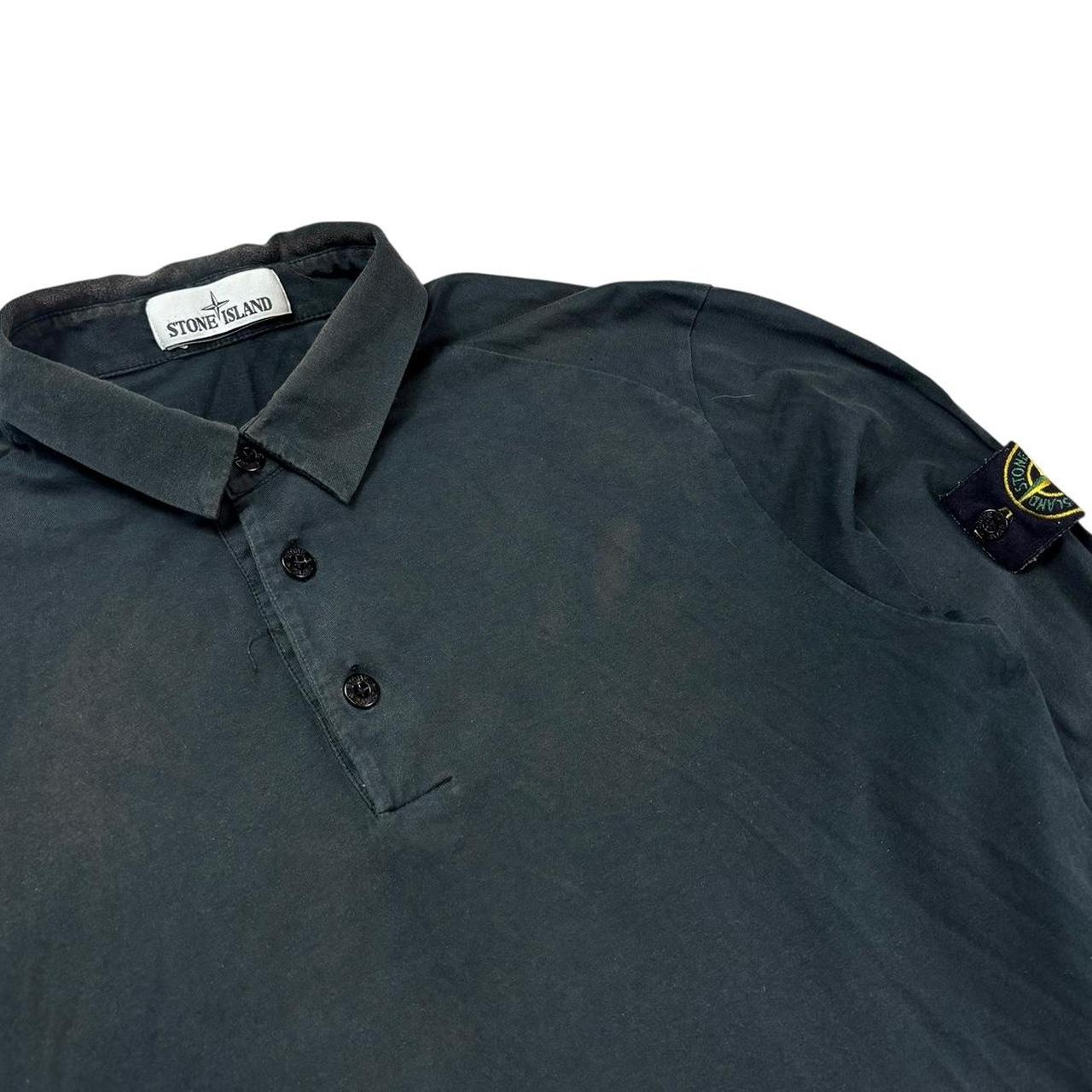 Stone island black long sleeve polo shirt (L)