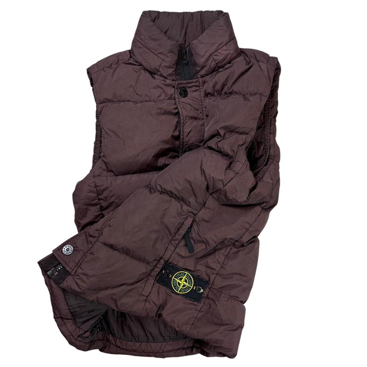 Stone island garment dyed crinkle reps down puffer gilet (M)