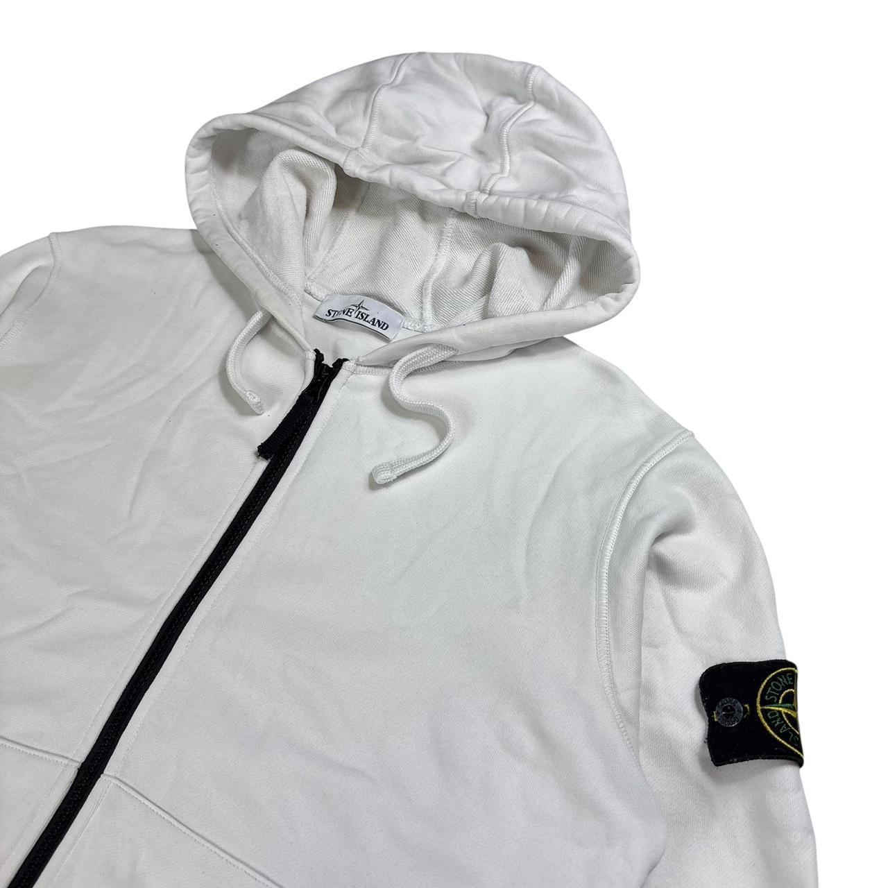 Stone island white zip up hoodie (S)