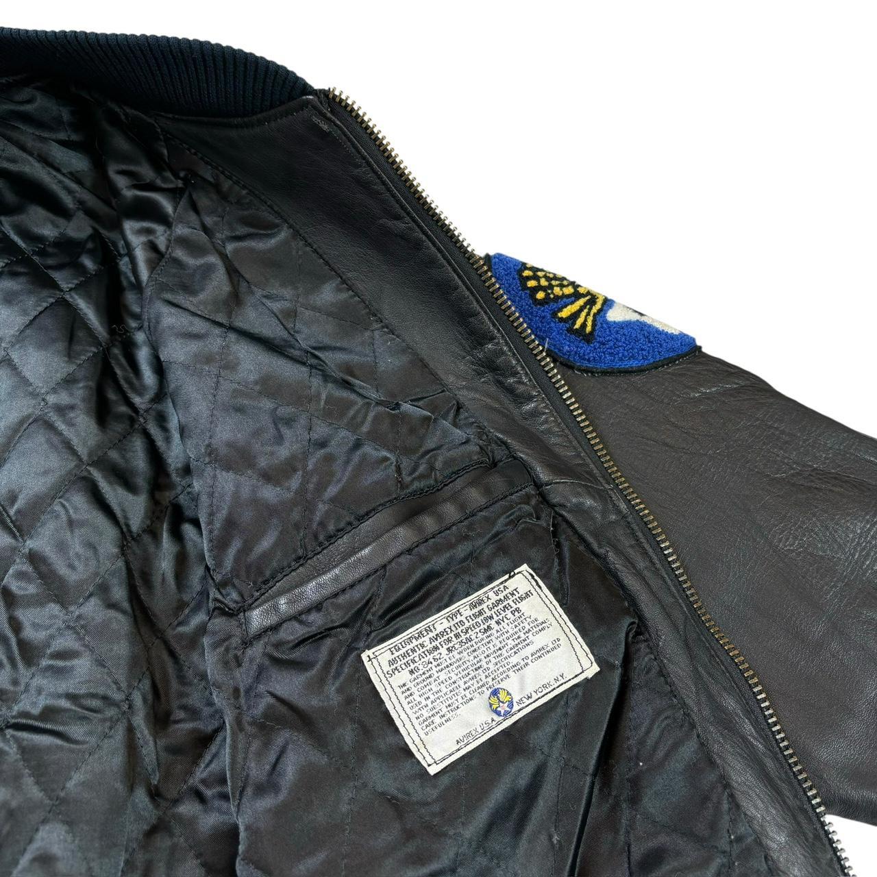 Avirex track field black leather jacket (S)