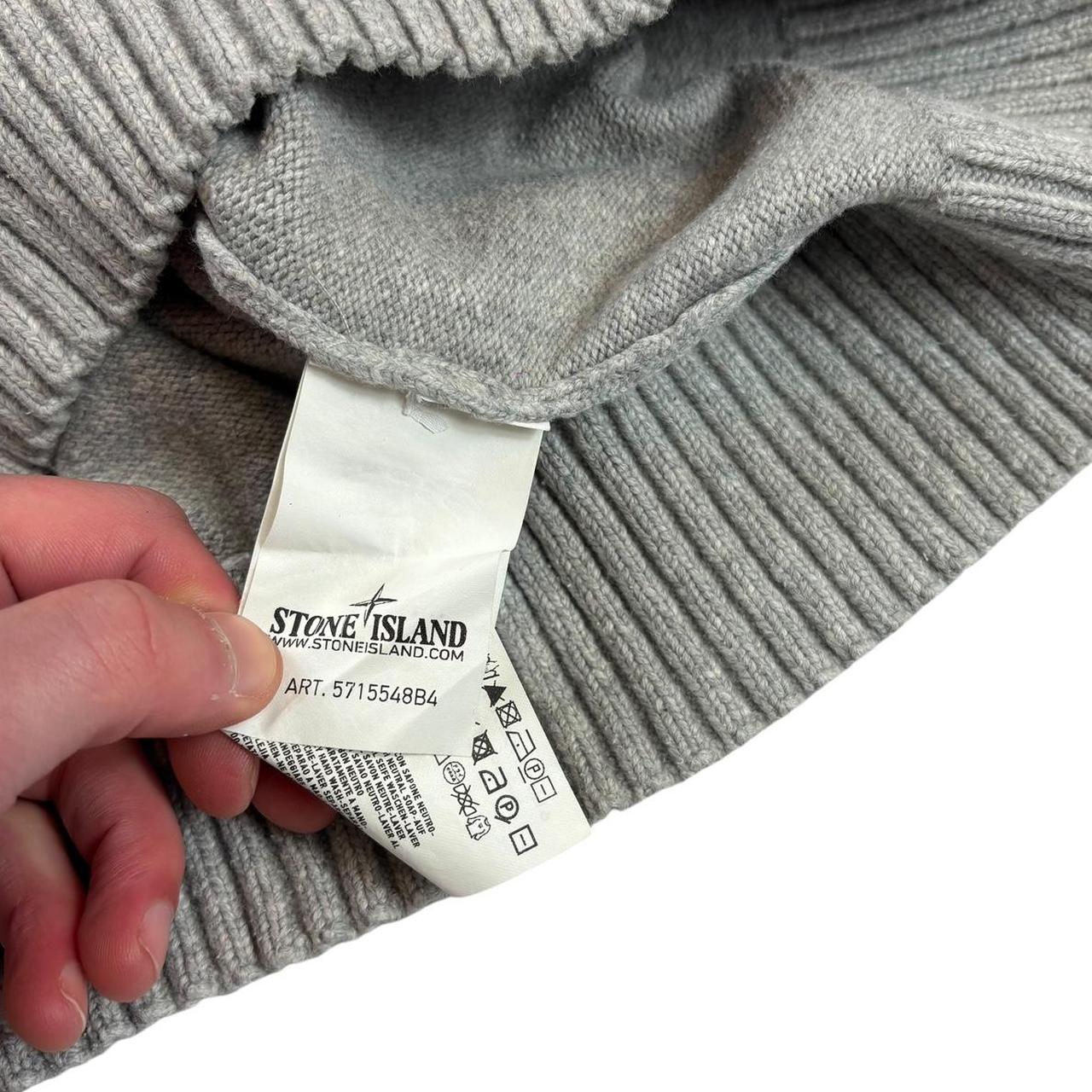 Stone island grey wool knitted quarter zip pullover sweatshirt (S)