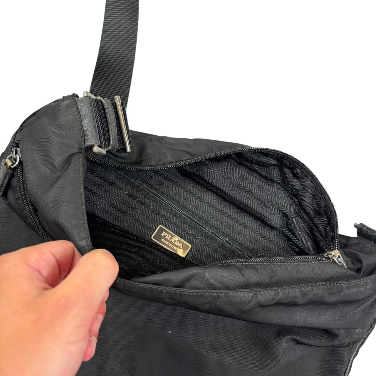 Prada triangle logo large black crossbody side bag