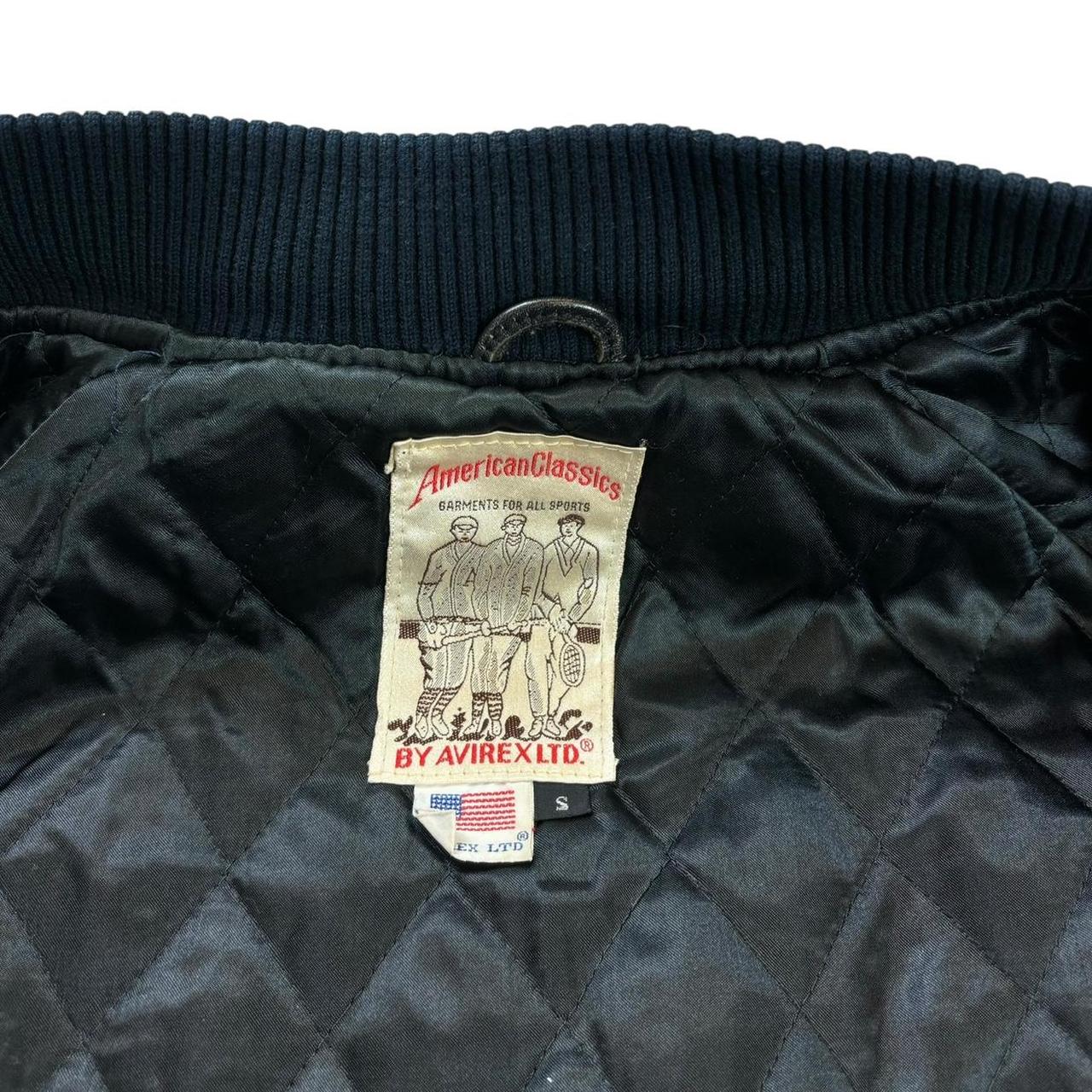 Avirex track field black leather jacket (S)