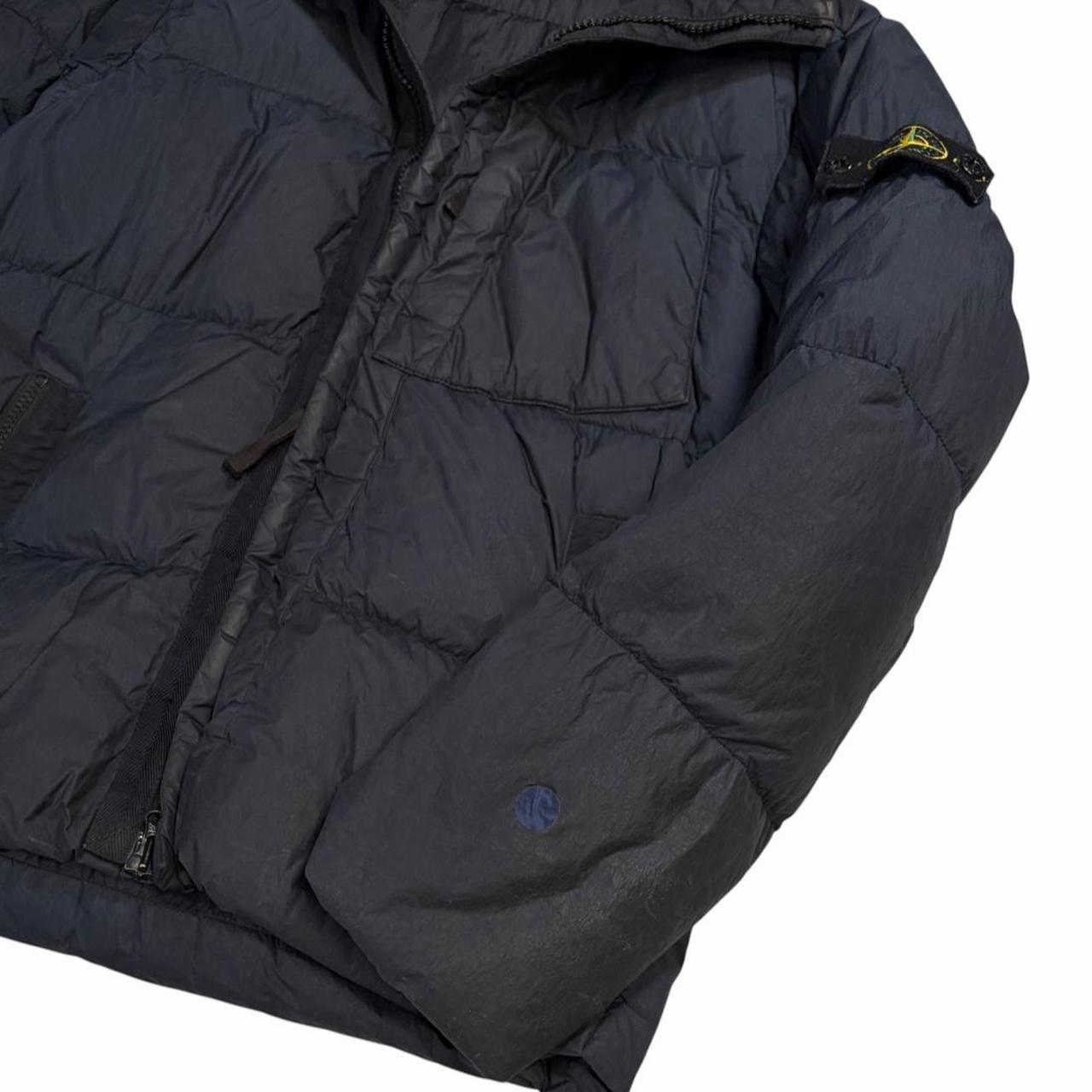 Stone island navy garment dyed crinkle reps NY down puffer jacket (S)