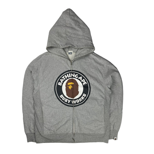 Bape grey full zip up hoodie