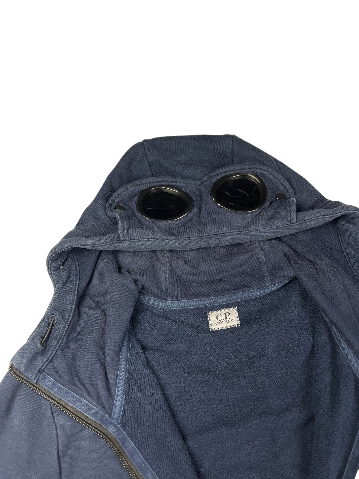 CP company navy zip up goggle hoodie