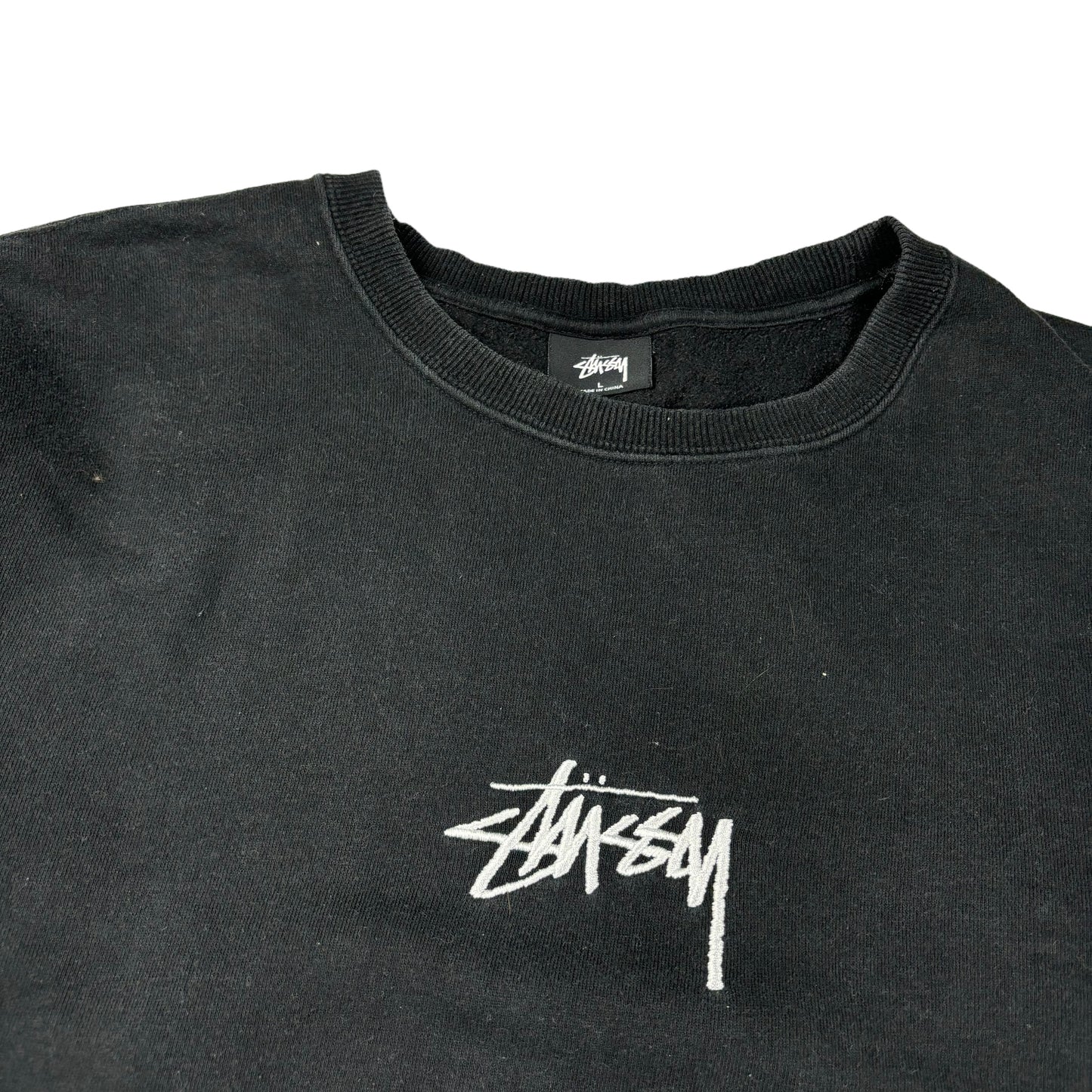 Stussy embroidered logo black pullover sweatshirt