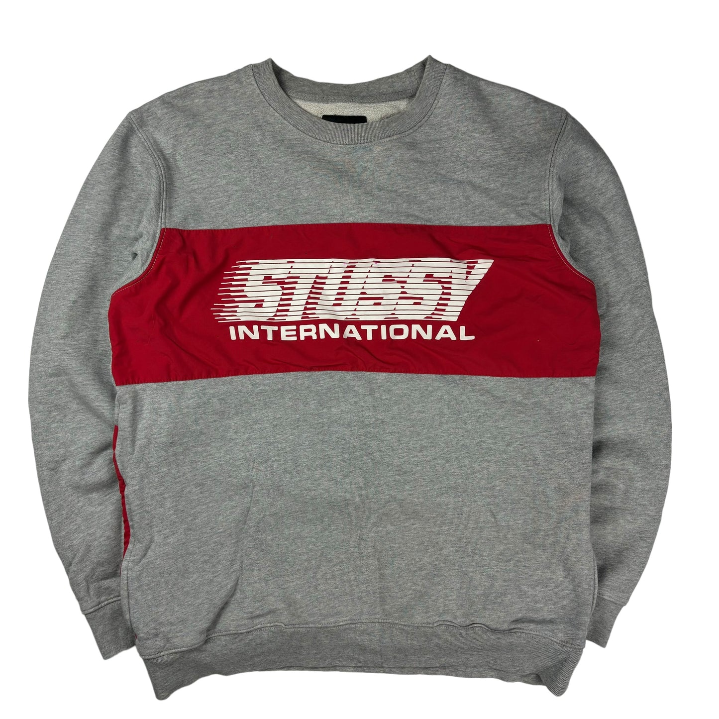 Stussy grey spellout pullover sweatshirt