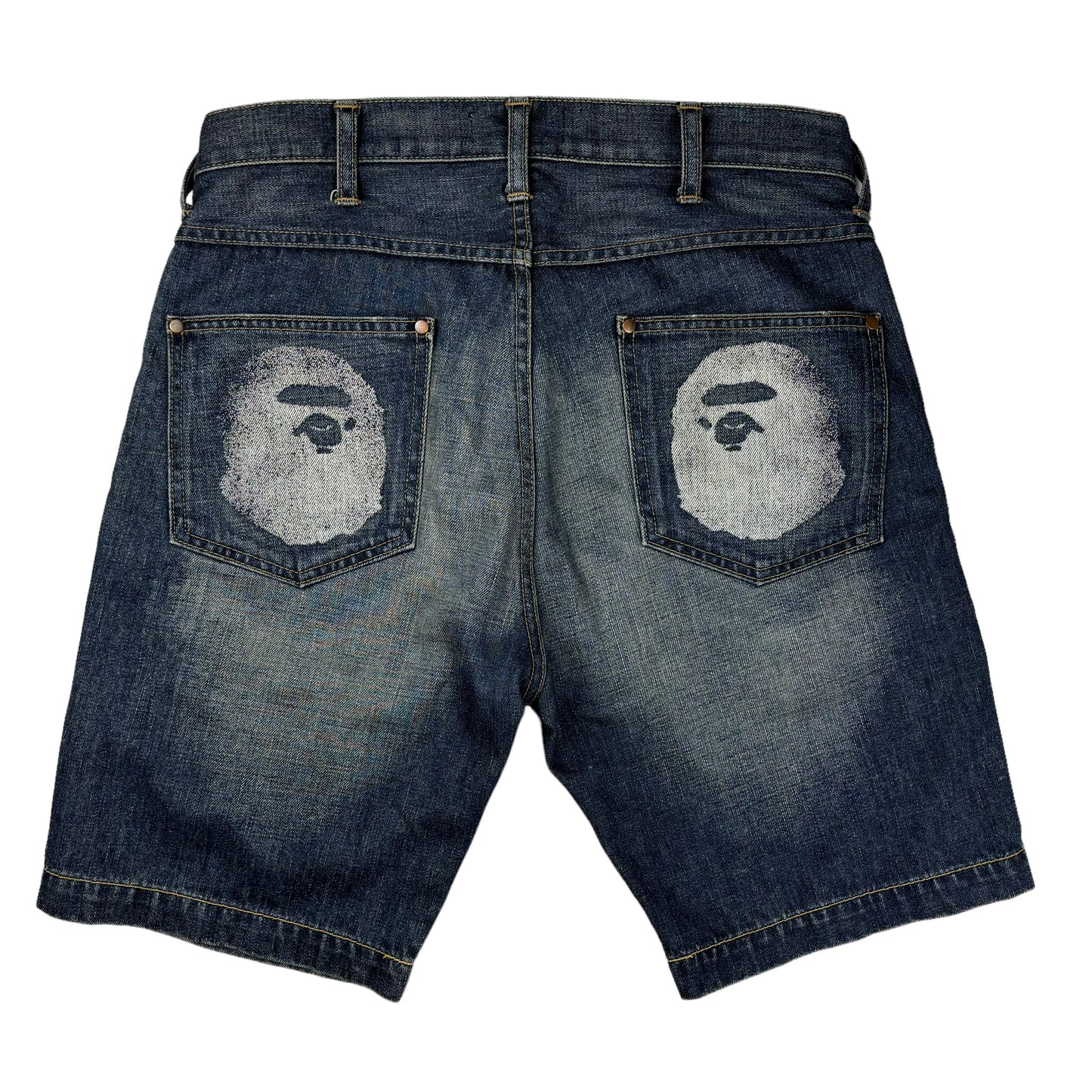 Bape Ape head denim shorts