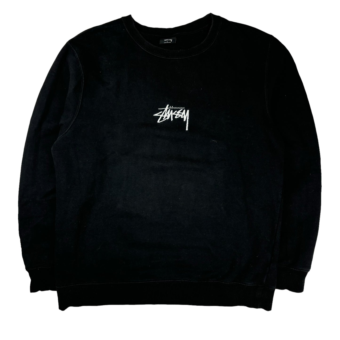 Stussy embroidered logo black pullover sweatshirt