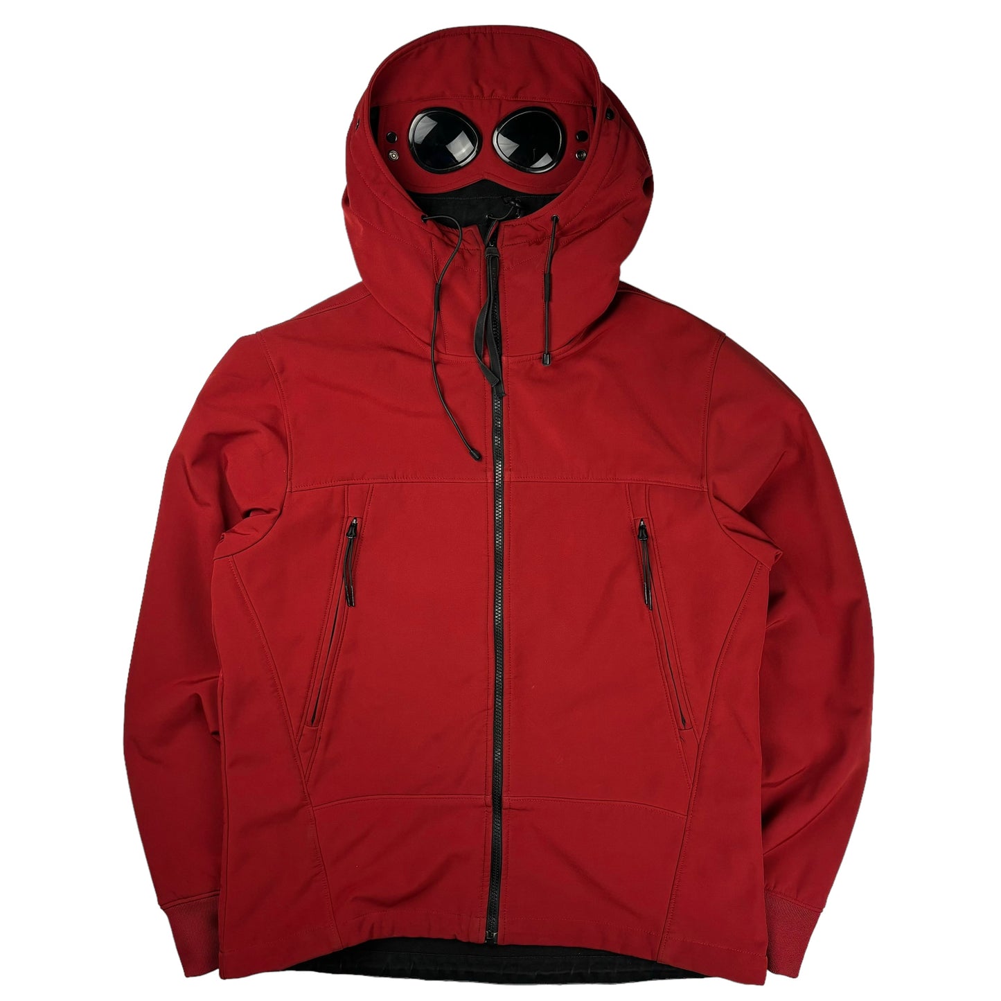 CP company red soft shell goggle jacket