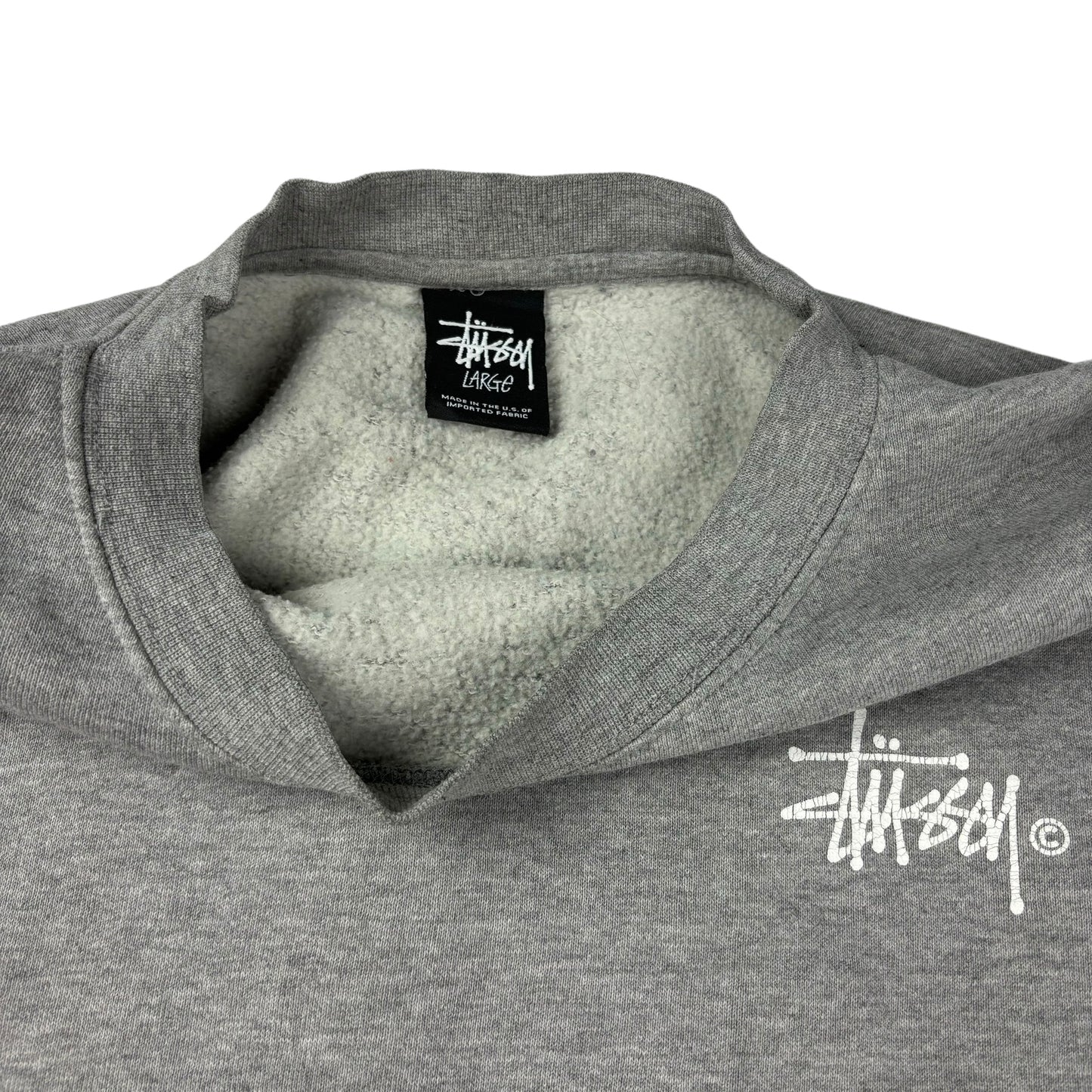 Stussy grey spellout pullover sweatshirt