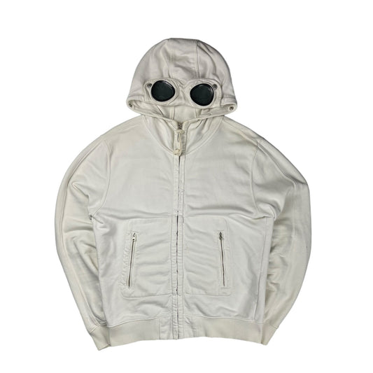 CP company white zip up goggle hoodie