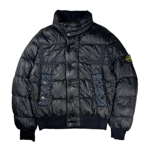 Stone island navy garment dyed down puffer jacket