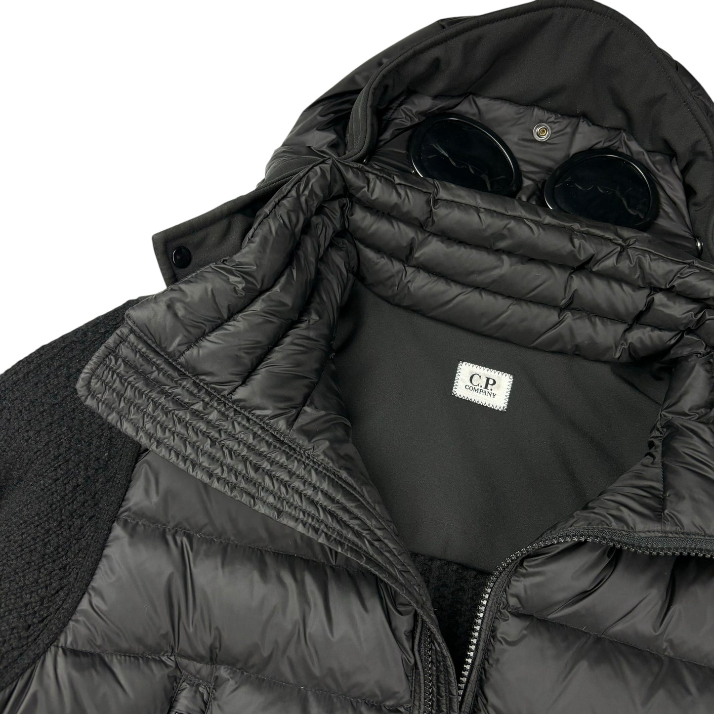 CP company down filled puffer merino wool goggle jacket