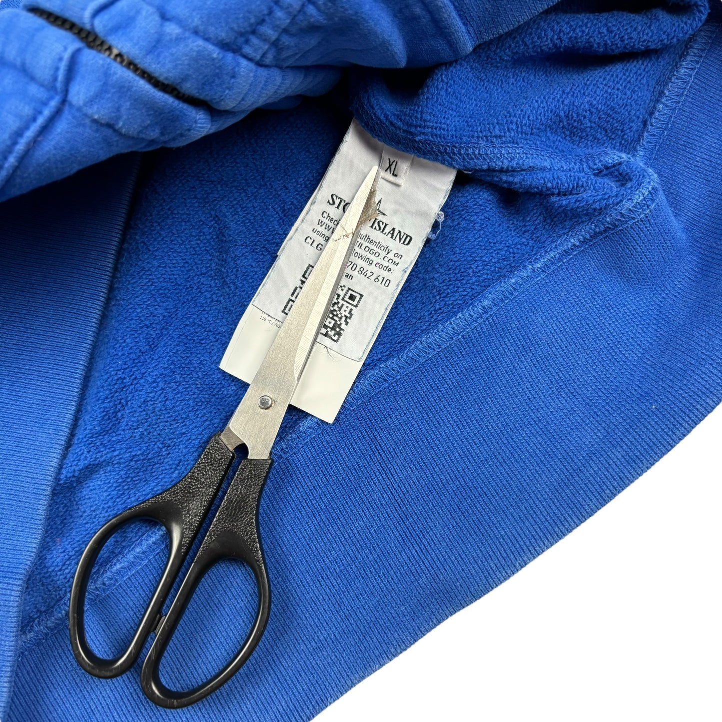 Stone island blue zip up hoodie