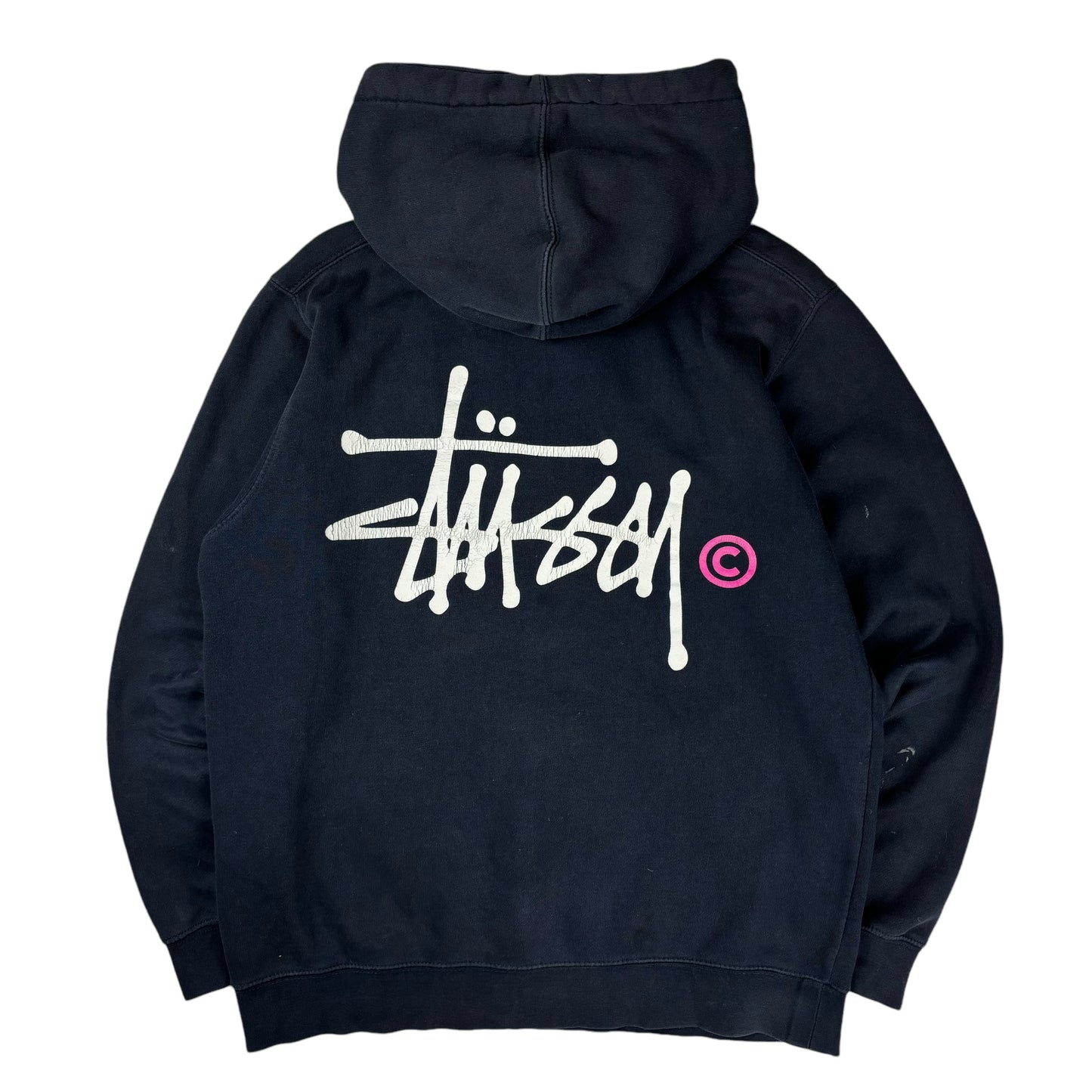 Stussy navy spellout pullover hoodie