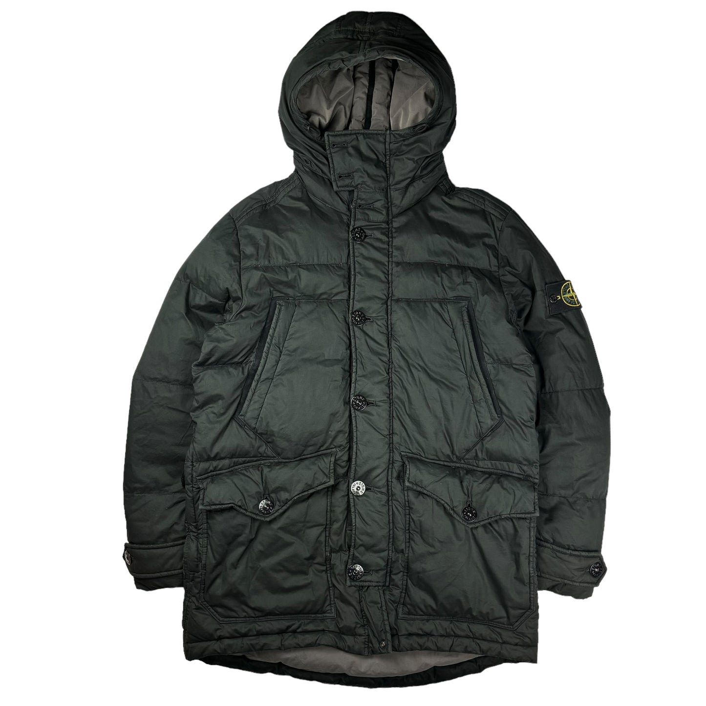 Stone island light resin treated cotton garment dyed down jacket