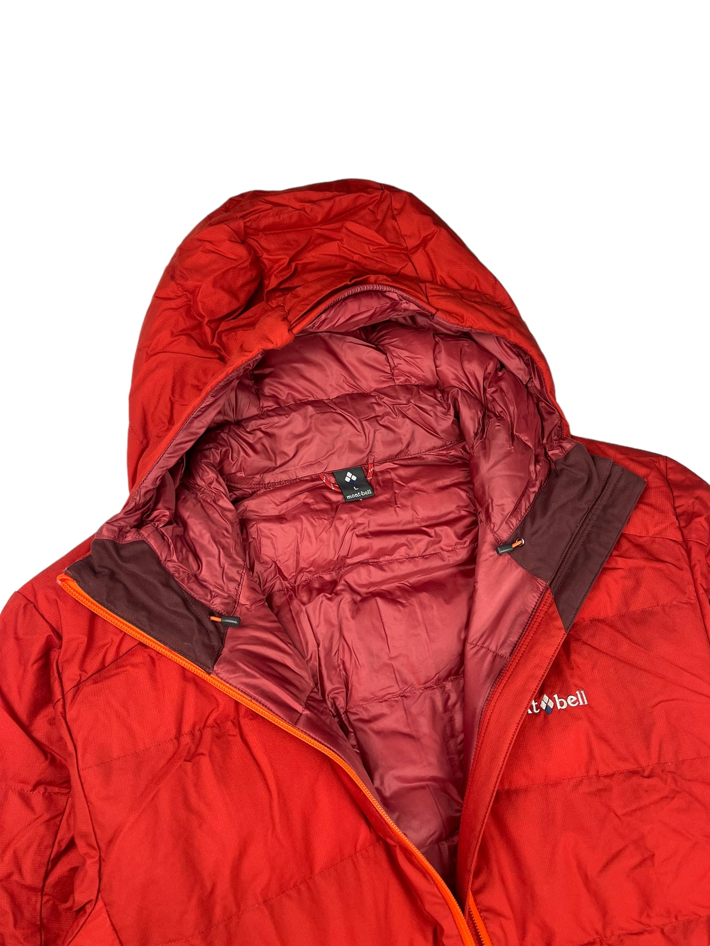 Montbell red down puffer jacket