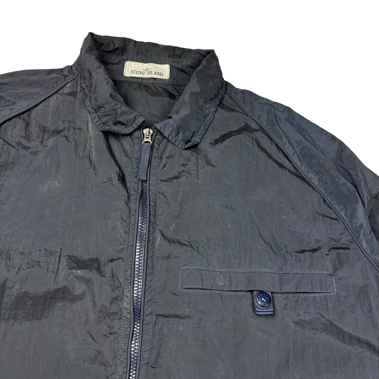 Stone island navy nylon metal shimmer overshirt jacket