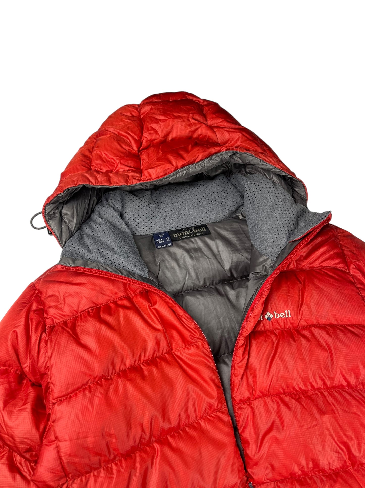 Montbell red down puffer jacket