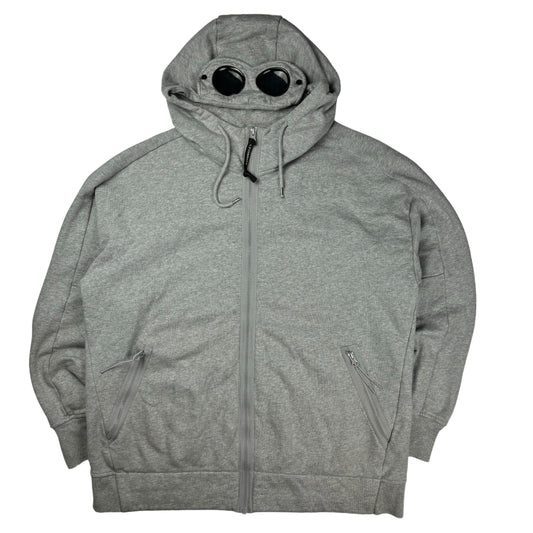 CP company grey zip up goggle hoodie