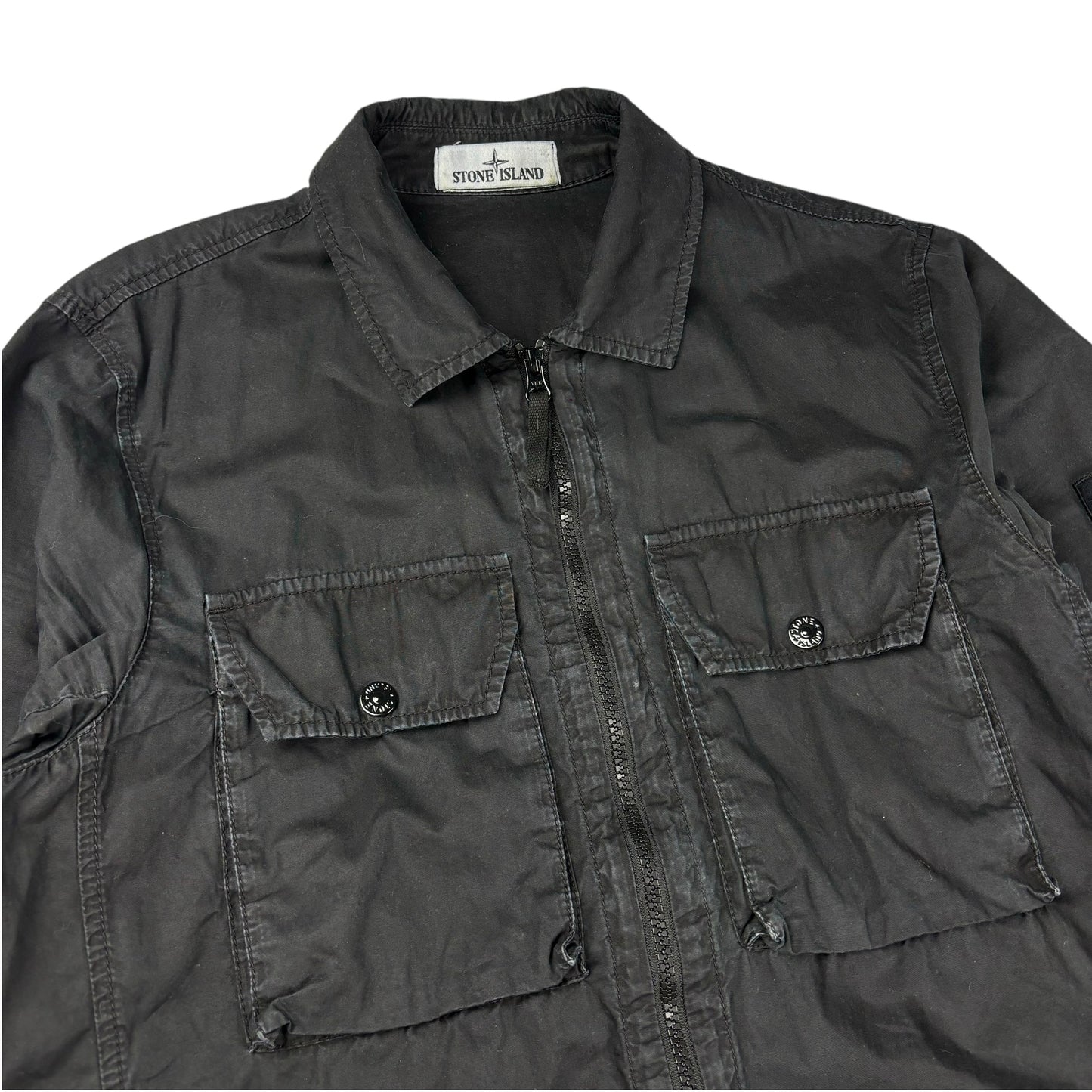 Stone island black double pocket overshirt jacket