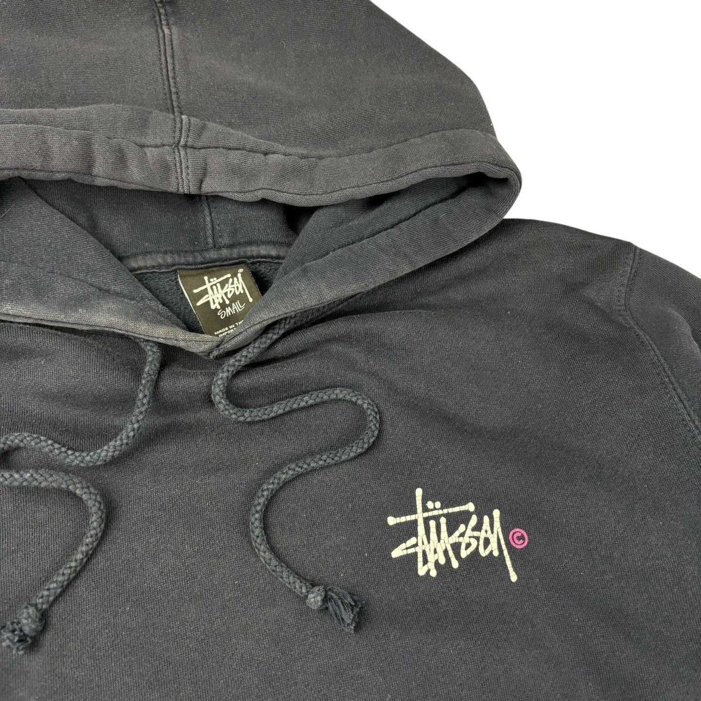 Stussy navy spellout pullover hoodie