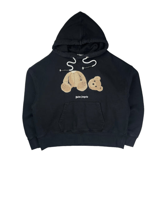 Palm angels black embroidered pullover hoodie