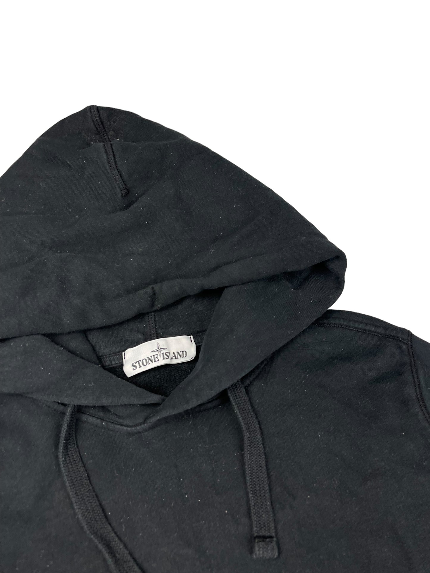 Stone island black thick pullover hoodie