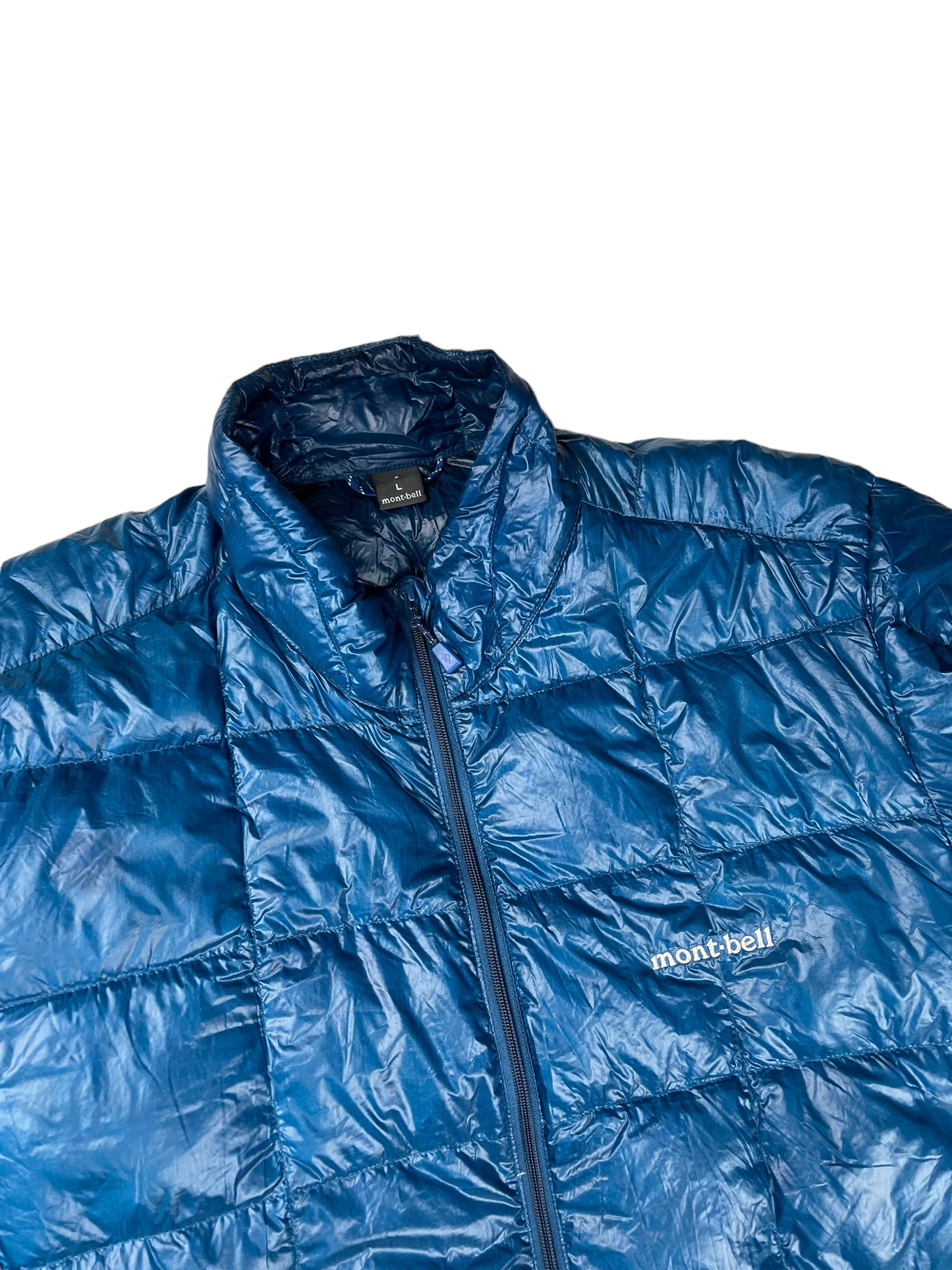 Montbell blue superior square stitch down puffer jacket