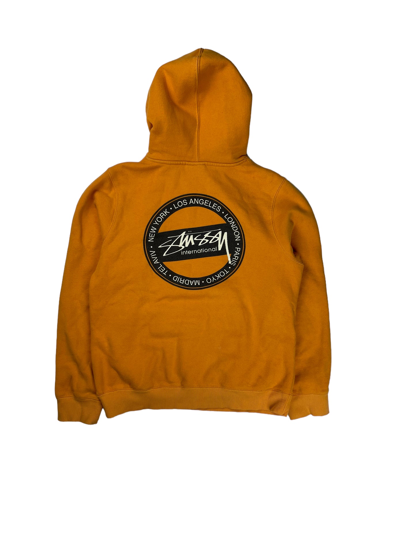 Stussy orange thick pullover hoodie