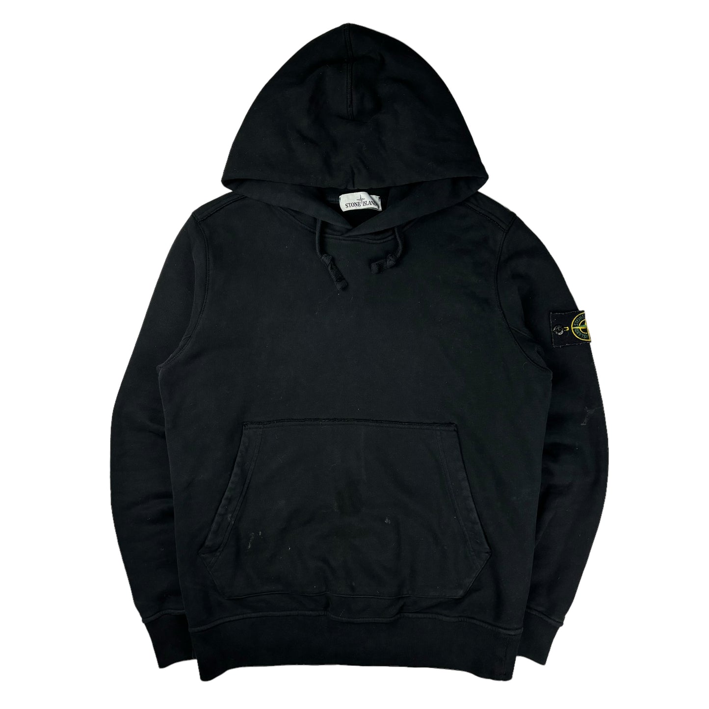 Stone island black thick pullover hoodie