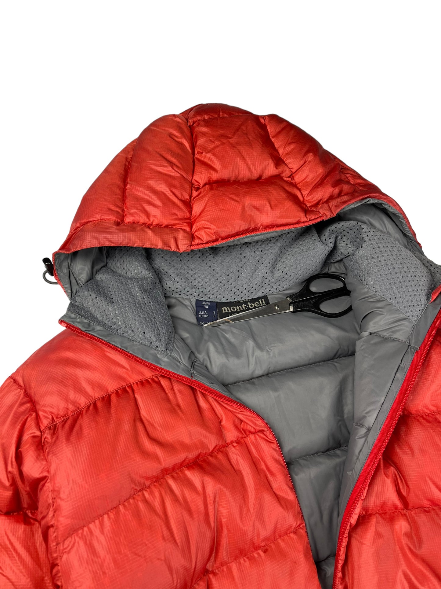 Montbell red down puffer jacket