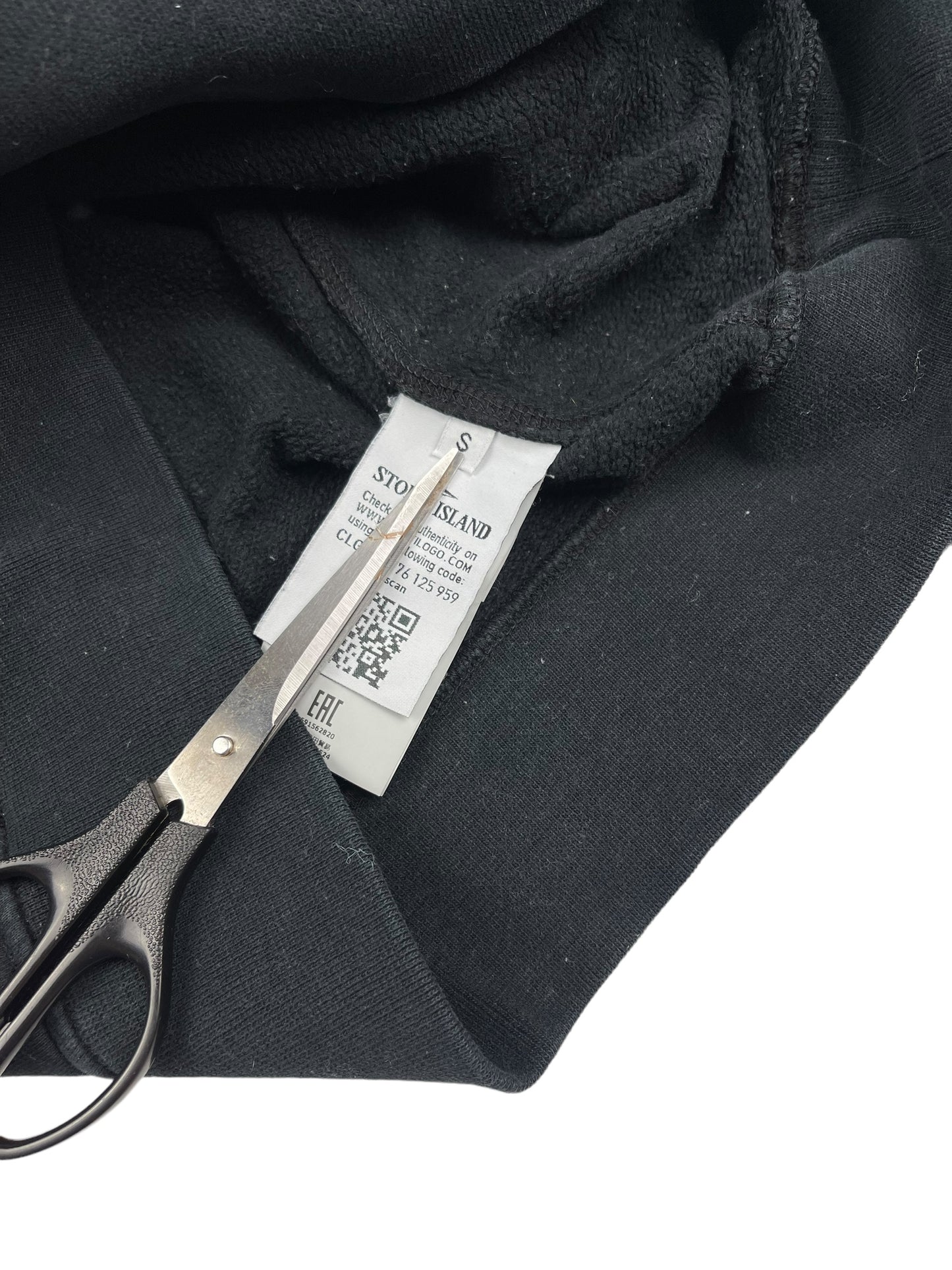 Stone island black thick pullover hoodie