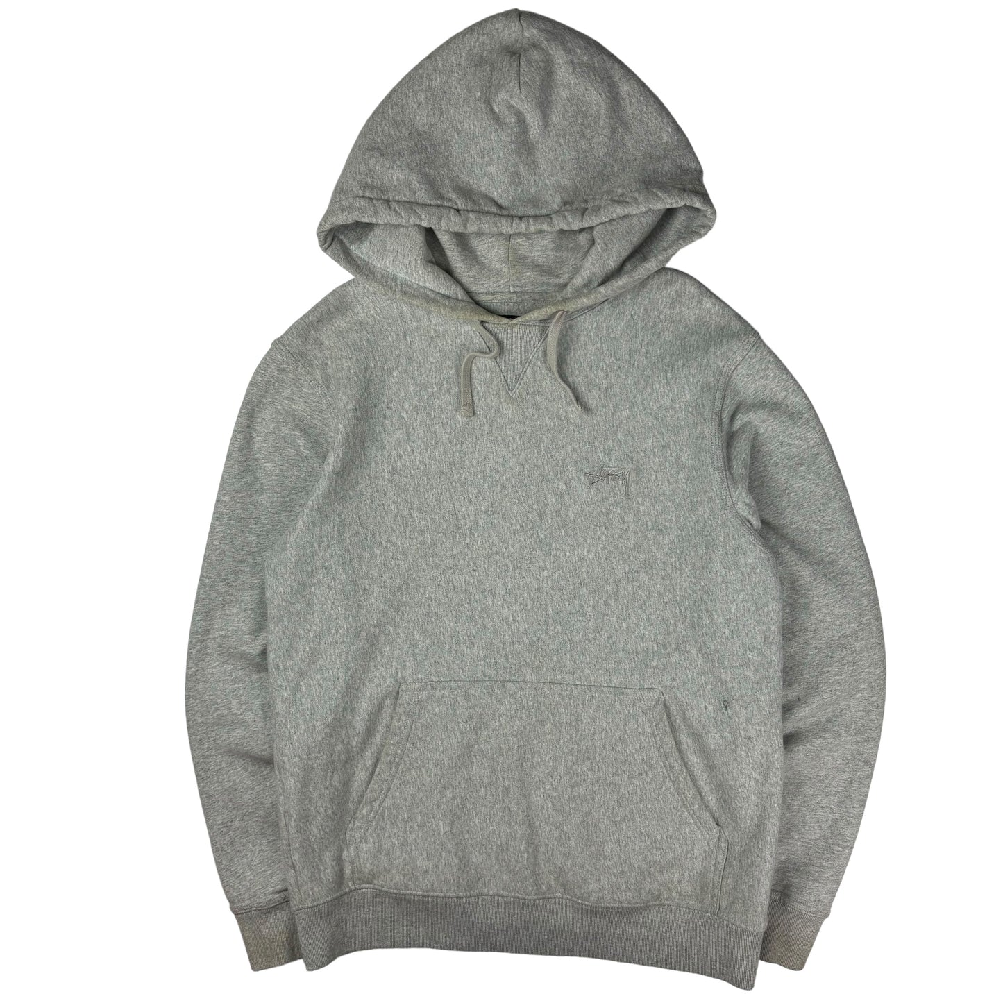 Stussy grey embroidered logo pullover hoodie