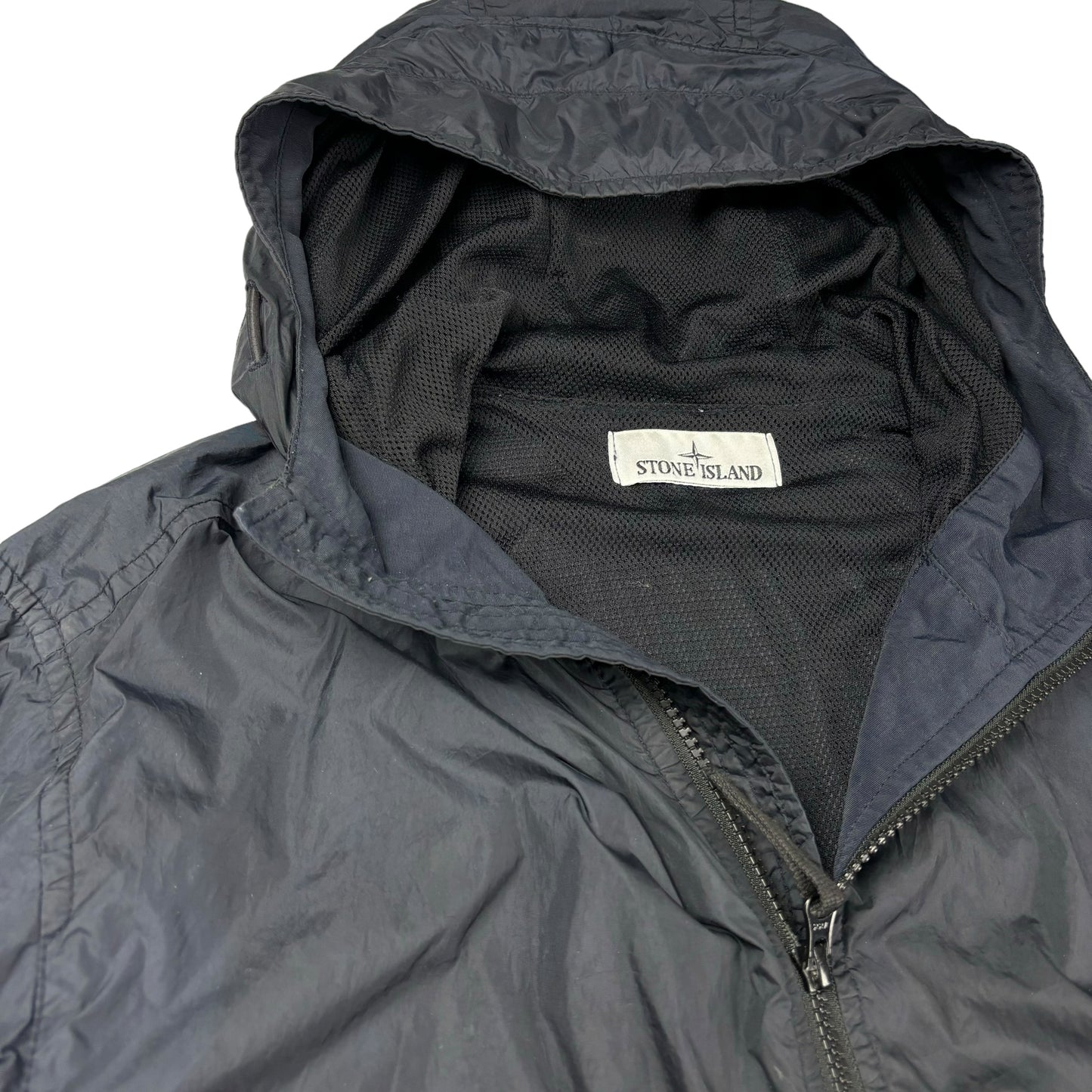 Stone island navy garment dyed crinkle reps windbreaker jacket